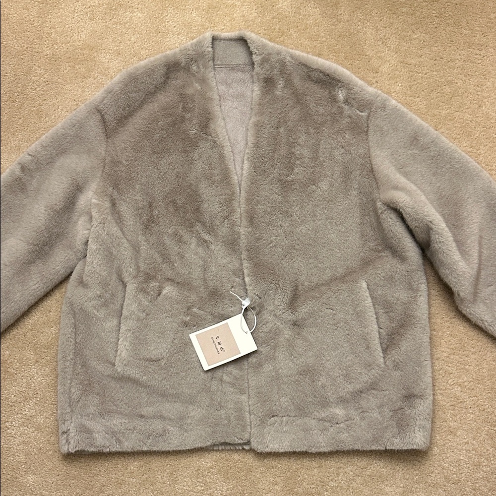 Faux fur mink felt gray coat